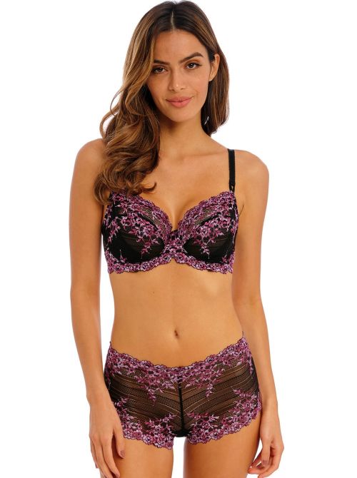 Embrace Lace underwire bra, black and berry WACOAL