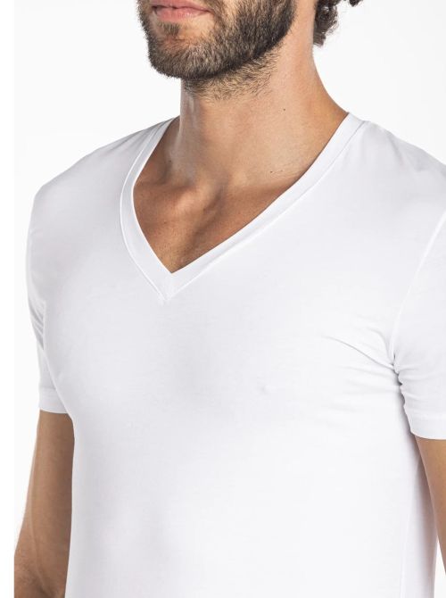 Inspired t-shirt V profonda Light Cotton, bianco JULIPET