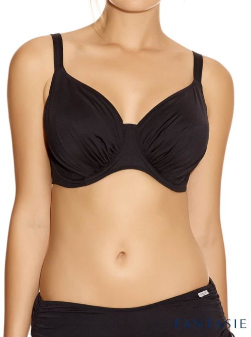 Versailles, Underwired Gathered  bikini top, black