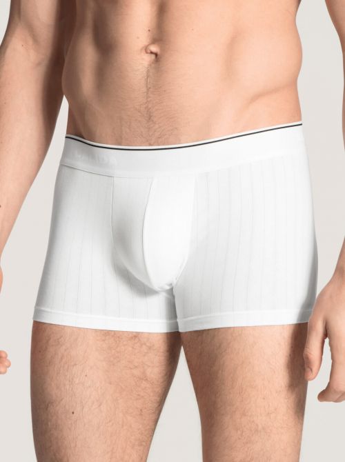 Pure & Style 26686 boxer with masculine pinstripe pattern, white CALIDA