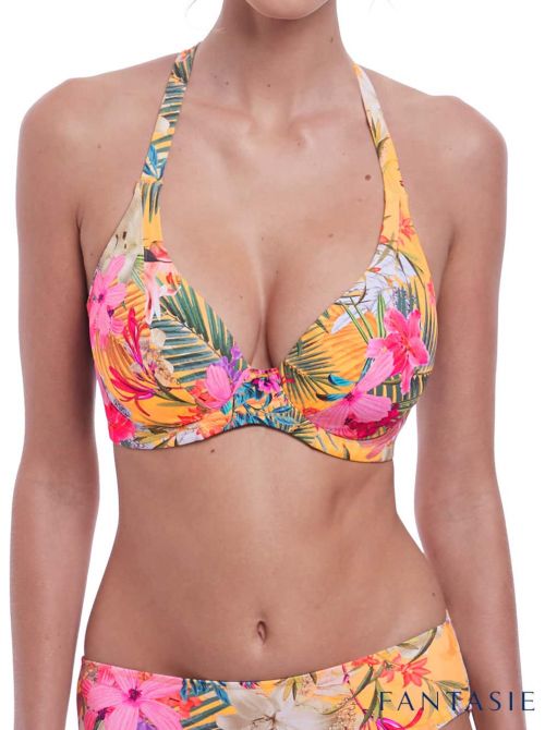 Anguilla Sunset Uw Plunge Bikini Top, saffron