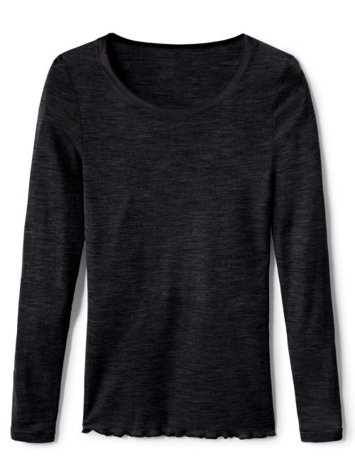 True Confidence Long sleeve wool and silk t-shirt, black CALIDA