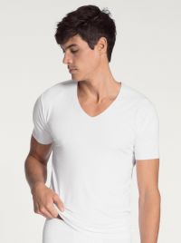 Clean Line V-shirt da uomo manica corta, bianco