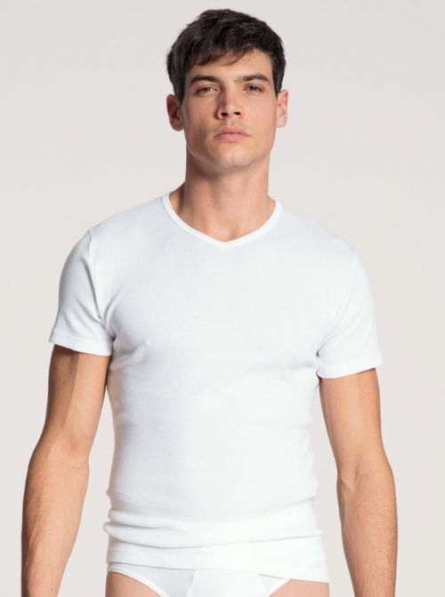 14315 Classic Cotton 1:1 V-Shirt, bianco