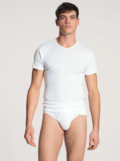 14315 Classic Cotton 1: 1 V-Shirt, white CALIDA