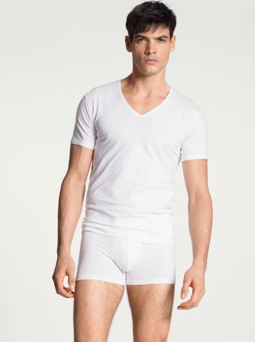 14590 Cotton Code V-shirt a mezza manica, bianco