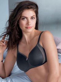 Fleur Non-wired bra with padded cups, anthracite