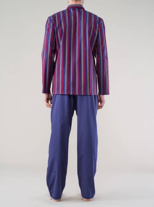 Pyjamas with jacket Cuneo, bordeaux and blue line JULIPET