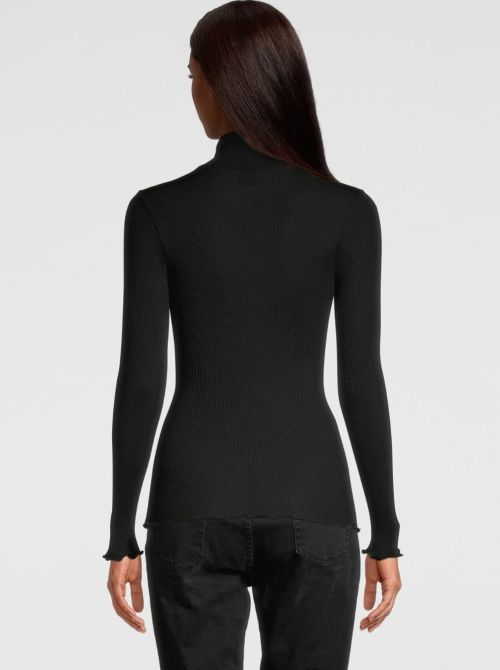 Wool and silk turtleneck shirt, black OSCALITO