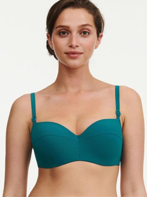 Celestial bikini balcony bra, greenish blue CHANTELLE